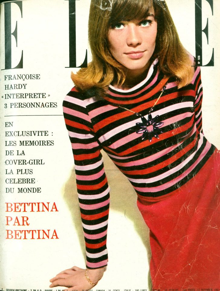 Francois Hardy models for Sonia Rykiel cover Elle Magazine December 1966
